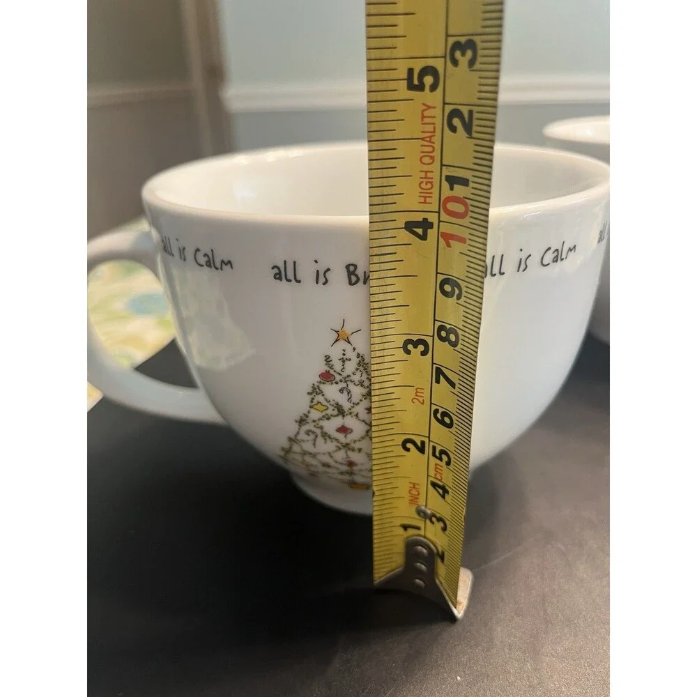 Pottery Barn Christmas Cheer Tree 20oz Coffee Mug Cups Set of 2